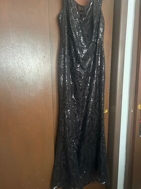 Calvin Klein Black Mesh and Satin Dress